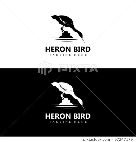 Bird Heron Stork Logo Design, Birds Heron Flying On The River Vector, Product Brand Illustration Bird Heron Stork Logo Design, Birds Heron Flying On The River Vector, Product Brand Illustration 97247179
