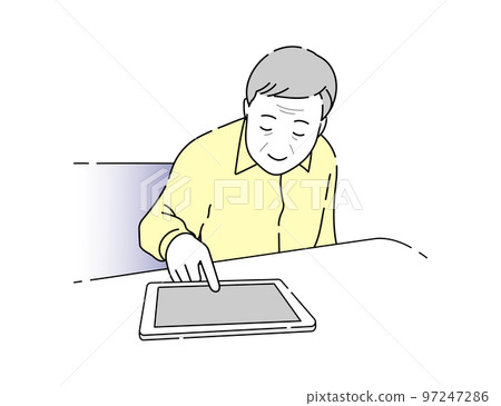 操作平板電腦的老人 97247286