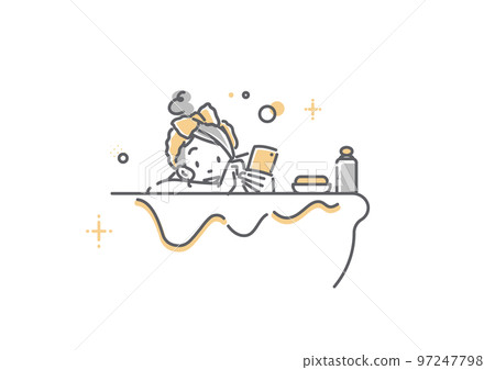 A young woman using a smartphone in a bathtub Simple and stylish line drawing illustration A young woman using a smartphone in a bathtub Simple and stylish line drawing illustration 97247798