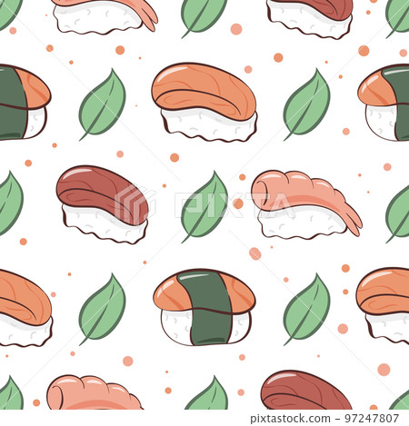 Sashimi and foliage repeat background 97247807