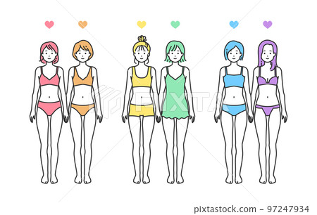 Illustration of people with diverse gender identities (LGBTQ) in underwear 97247934