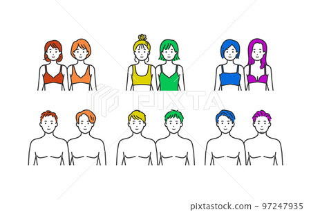 Illustration of people with diverse gender identities (LGBTQ) in underwear 97247935