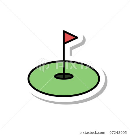 sticker sports equipment illustration golf green 97248905