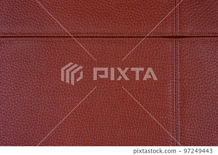Red leather, leatherette texture background wtih decorative stich Red leather, leatherette texture background wtih decorative stich 97249443