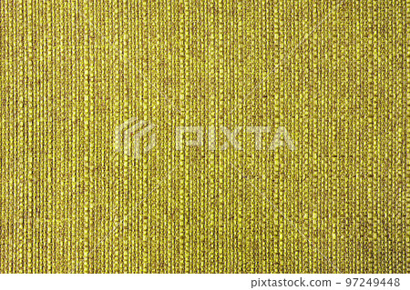 Close up texture of yellow coarse weave upholstery fabric. Decorative textile background Close up texture of yellow coarse weave upholstery fabric. Decorative textile background 97249448