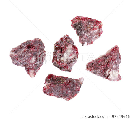 Benzoin Siam resinoid isolated on white background. Mix of benzoin and Dammar resin. Tropical resins. Top view. 97249646