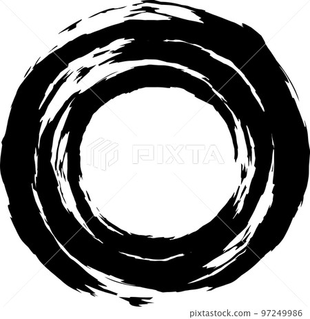 A circular monochrome frame that looks like it was drawn with a paintbrush A circular monochrome frame that looks like it was drawn with a paintbrush 97249986