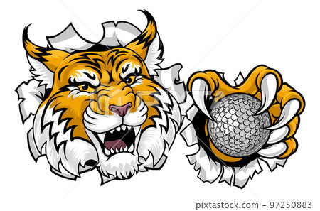 Wildcat Bobcat Golf Ball Sport Team Cartoon Mascot 97250883