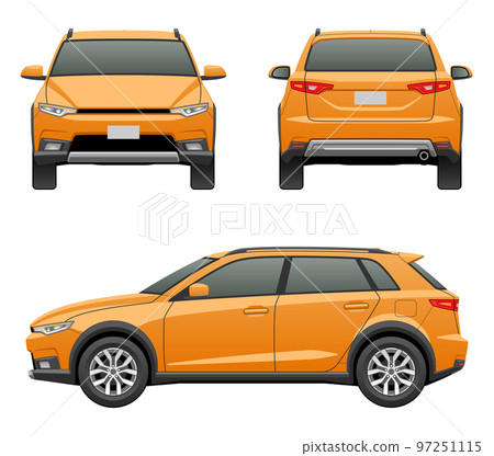 Illustration of a car seen from three directions (crossover SUV) 97251115
