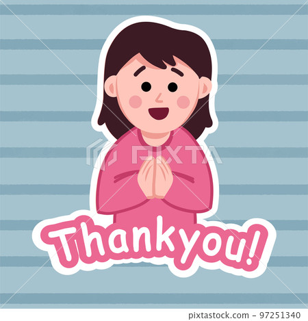 Sticker of a young girl saying thank you 97251340