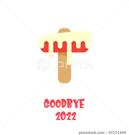 vector goodbye 2022 hello 2023 year vector concept illustration with melt ice cream isolated on white background. End of the year background or poster vector goodbye 2022 hello 2023 year vector concept illustration with melt ice cream isolated on white background. End of the year background or poster 97251499