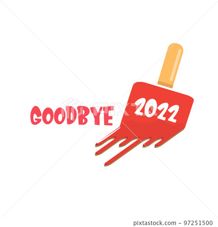 vector goodbye 2022 hello 2023 year vector concept illustration with melt ice cream isolated on white background. End of the year background or poster vector goodbye 2022 hello 2023 year vector concept illustration with melt ice cream isolated on white background. End of the year background or poster 97251500