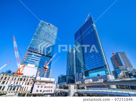 Tokyo cityscape in Japan Looking at Shibuya station and buildings in the Sakuragaoka area redevelopment near completion = December 14 Tokyo cityscape in Japan Looking at Shibuya station and buildings in the Sakuragaoka area redevelopment near completion = December 14 97251846