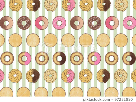 水彩風格手繪甜甜圈矩形背景素材 97251850