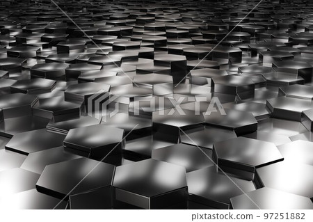 3d illustration of space with gray hexagons 97251882