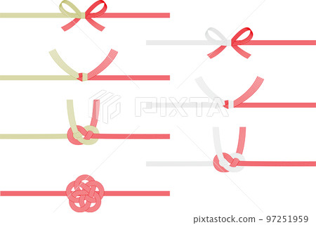 Mizuhiki illustration 4 types (bow knot, knot - Stock