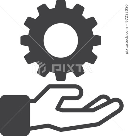 hands and cogs illustration in minimal style hands and cogs illustration in minimal style 97252050