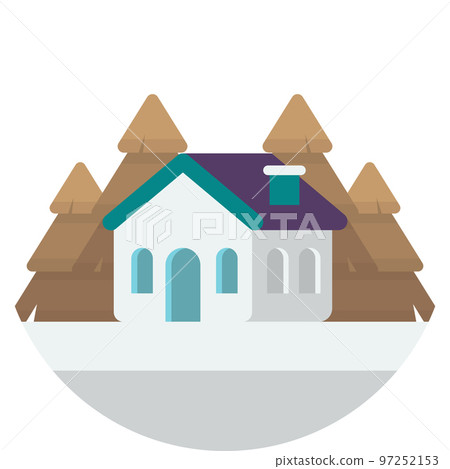 house and christmas tree illustration in minimal style 97252153