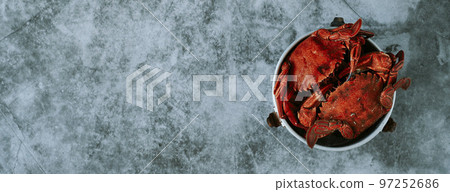 cooked crabs in a container, web banner format cooked crabs in a container, web banner format 97252686