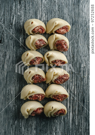 galets filled with ground meat typical of Catalonia 97252688