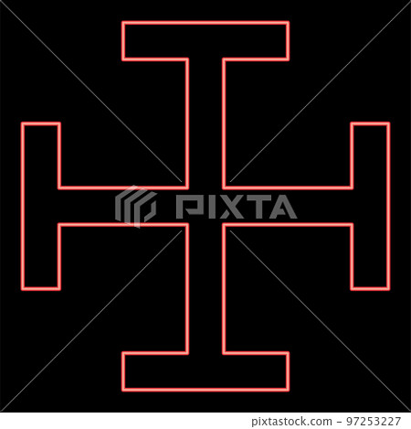 Neon cross gibbet resembling hindhead Cross monogram Religious cross red color vector illustration image flat style Neon cross gibbet resembling hindhead Cross monogram Religious cross red color vector illustration image flat style 97253227