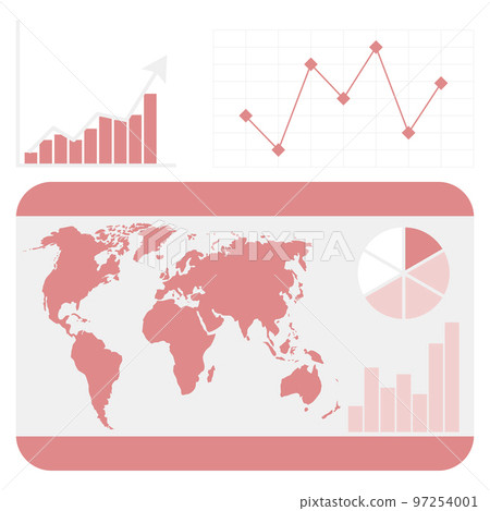 World statistic, info chart with map and graphics World statistic, info chart with map and graphics 97254001