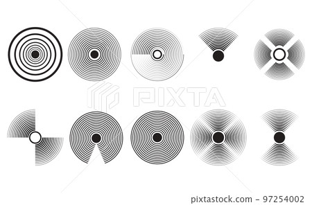 Radar and sonar wave signal, collection of icons 97254002