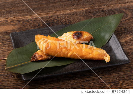 Grilled silver salmon belly 97254244