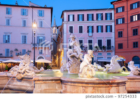 Fountains in Piazza Navona in Rome, Italy 97254333