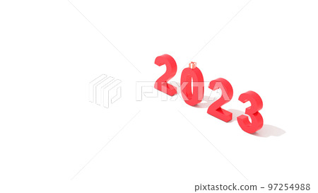 3D Rendering. Happy new year 2023. 3D red number with white background for adding the text. 3D Rendering. Happy new year 2023. 3D red number with white background for adding the text. 97254988