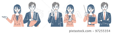 Men and women in business suits Upper body illustration set of facial poses (explanation explanation guide) Men and women in business suits Upper body illustration set of facial poses (explanation explanation guide) 97255354