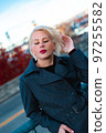 Close up portrait of an attractive blonde woman 97255582