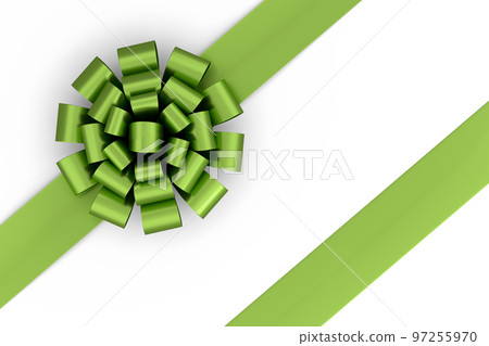 Realistic decorative bow or ribbon for gift box isolated on white background. 97255970