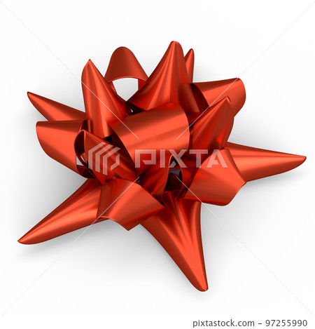 Realistic decorative bow or ribbon for gift box isolated on white background. 97255990