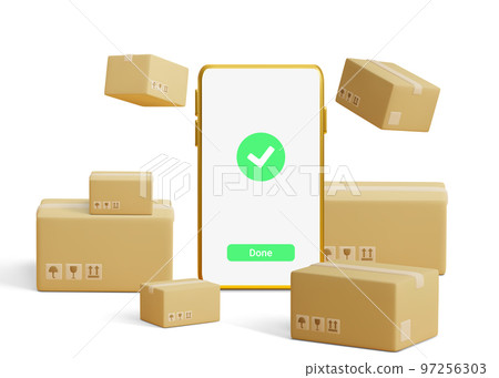 Fast shipping. Concept for fast delivery service. Vector illustration 97256303
