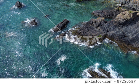 Beautiful sea rocks and turquoise water. Seascape top view. Beautiful places of Ireland. A natural attraction. 97256587