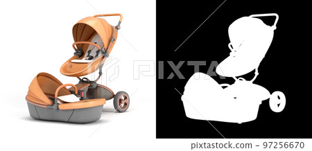 new modern leather stroller transformer 3d render on white with alpha new modern leather stroller transformer 3d render on white with alpha 97256670