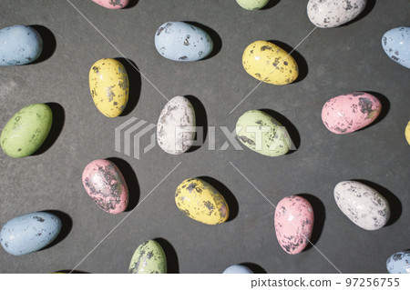 Eggs set. Many food protein. Colorful bright on background. Hard shadow. Easter Eggs set. Many food protein. Colorful bright on background. Hard shadow. Easter 97256755