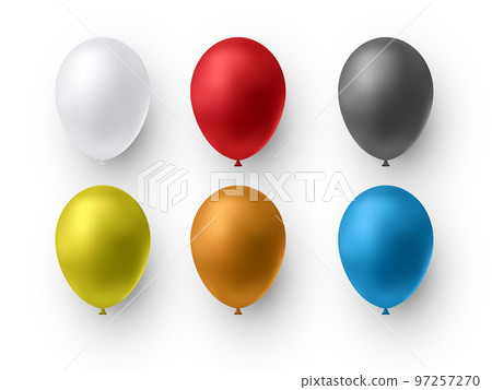 Realistic glossy color balloon. Balloons for birthday, holiday events, parties, weddings. Festival of romantic decorations. Vector illustration 97257270