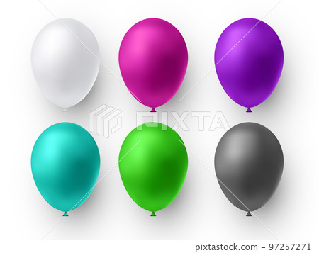 Realistic glossy color balloon. Balloons for birthday, holiday events, parties, weddings. Festival of romantic decorations. Vector illustration 97257271