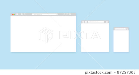 Web browser window template. Website browser different devices. Vector illustration Web browser window template. Website browser different devices. Vector illustration 97257305
