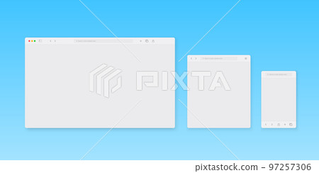 Web browser window template. Website browser different devices. Vector illustration Web browser window template. Website browser different devices. Vector illustration 97257306