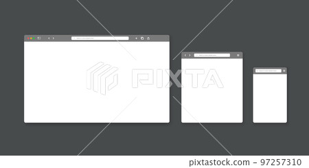 Web browser window template. Website browser different devices. Vector illustration Web browser window template. Website browser different devices. Vector illustration 97257310