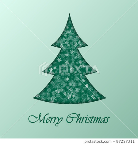 Christmas tree on green background. Design elements for holiday cards. Vector illustration 97257311