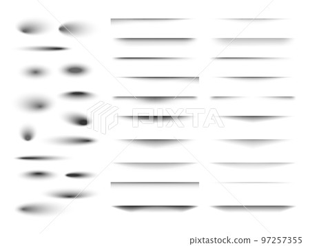 Set of transparent shadow with soft edges. Realistic shadow effect isolated on transparent background different shapes. Vector illustration 97257355