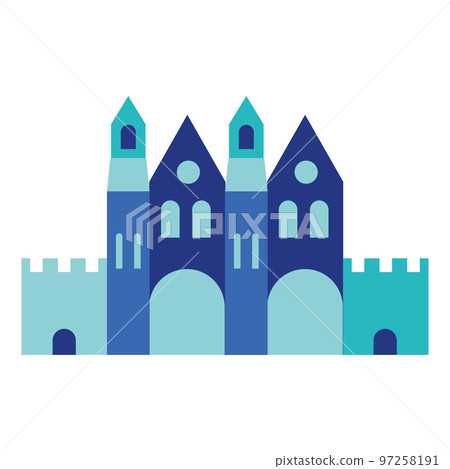 Isolated amusement park medieval theme castle icon Vector Isolated amusement park medieval theme castle icon Vector 97258191