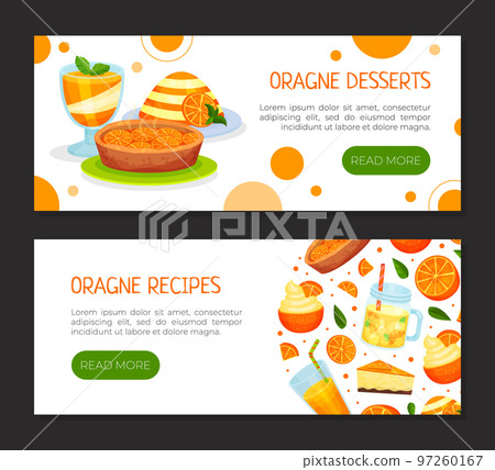Orange Fruit Food Design with Sweet Dessert Vector Template 97260167