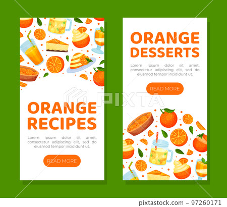 Orange Fruit Food Design with Sweet Dessert Vector Template 97260171