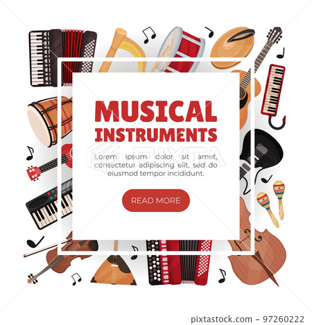 Musical Instruments Banner Design for Entertainment Performance Vector Template Musical Instruments Banner Design for Entertainment Performance Vector Template 97260222