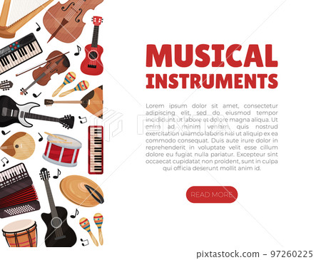 Musical Instruments Banner Design for Entertainment Performance Vector Template Musical Instruments Banner Design for Entertainment Performance Vector Template 97260225